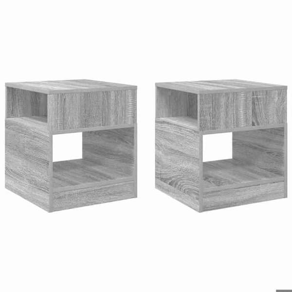 Sidebord - MAISON EXCLUSIVE - Grå Sonoma - Sæt af 2 - Ingeniørtræ - Moderne design Gris Sonoma