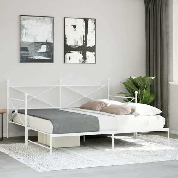 Sofa - EKSKLUSIV HUS - Sofa med udtræksseng - Stål - Hvid - 100x190 cm Vit