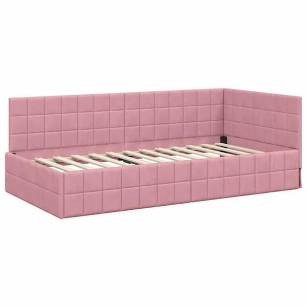 Maison Exclusive - Hörnsängram Rosa 100 cm x 200 cm Sammet