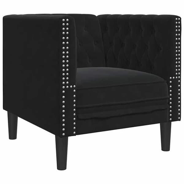 Maison Exclusive - Chesterfield-sohvaryhmä ja 3 kpl tyynyjä musta sametti