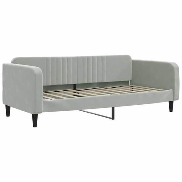 Maison Exclusive - Päivävuode ja vuodevaatteet sekä vaaleanharmaa patja 100x200 cm samettia
