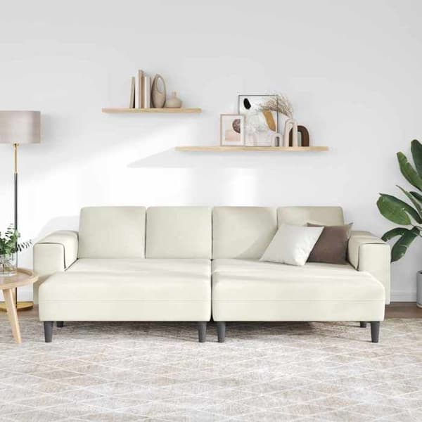 Soffa - EXKLUSIVT HEM - 3 delar - Kräm - 3 platser - Andningsbart polyester tyg Grädde