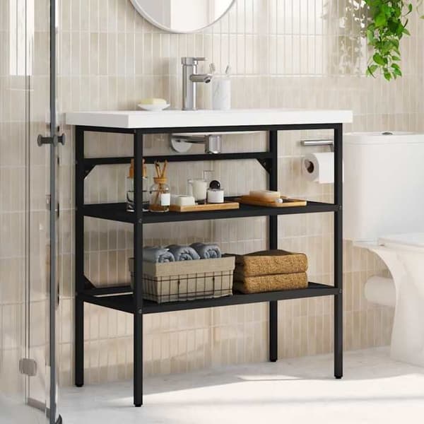 Maison Exclusive - Badeværelsesvaskeramme Sort 79x38x83 cm Jern