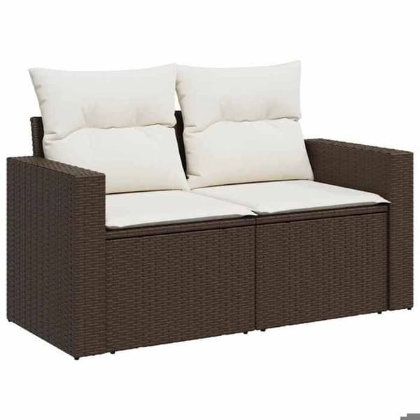 Maison Exclusive - Trädgårdsmöbler med kuddar 5 delar brun flätad resin