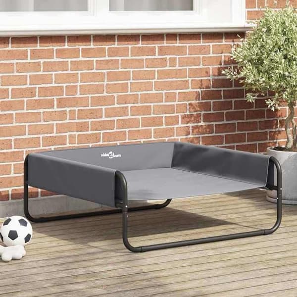 Hundeseng - EKSKLUSIV HUS - 85 x 85 x 33 cm - Stål - Åndbart net - Sammenfoldelig Ljusgrått