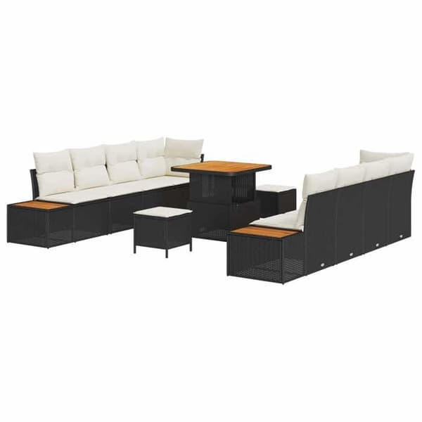 Trädgårdsmöbler - EXKLUSIVT HUS - Set 11 delar - Vit - Poly rattan & stål - 10 platser