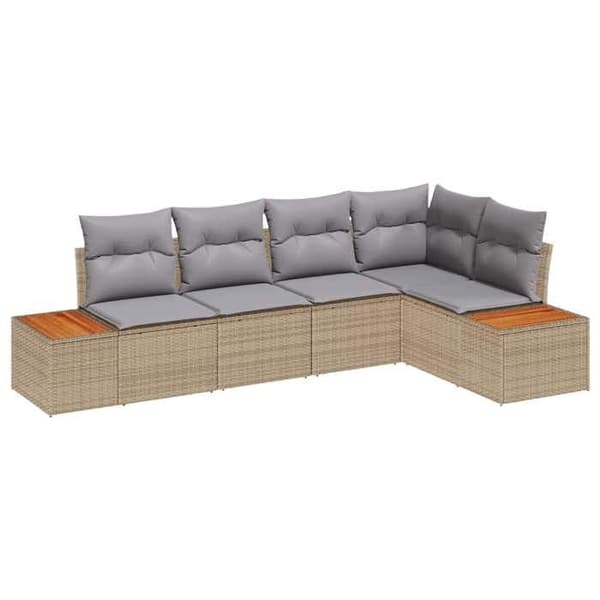 Maison Exclusive - 5 osan beige polyrottinkinen puutarhakalustesetti beige