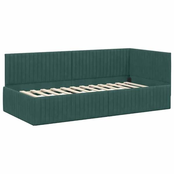 Maison Exclusive - Mörkgrön hörnsängram 90 x 200 cm Sammet Mörkgrön