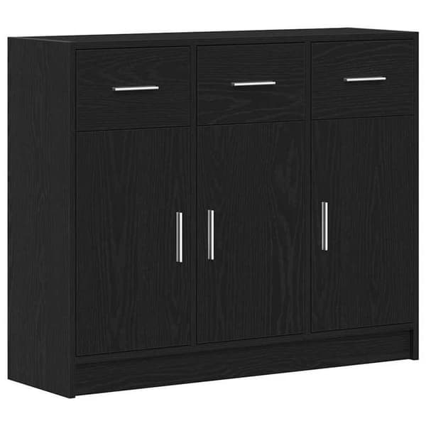 Maison Exclusive - Buffet i sort egetræ 91 x 28 x 75 cm ingeniørtræ