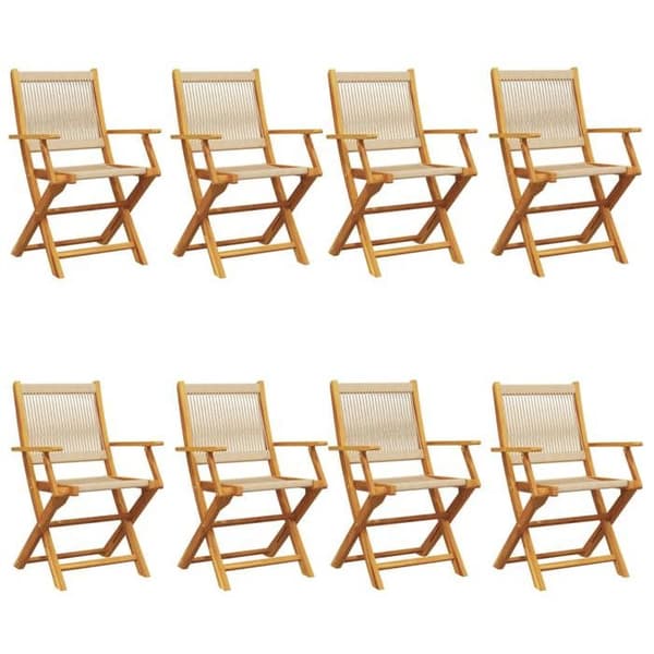 Maison Exclusive - Fällbara stolar 8 delar Beige Massivt Akaciaträ beige