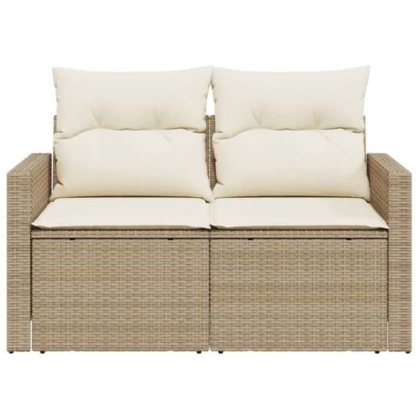 Maison Exclusive - Trädgårdsoffa med kuddar 2 platser beige flätad resin