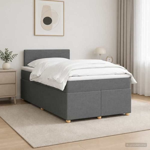 Maison Exclusive - Boxspring säng med madrass Mörkgrå 120 x 190 cm Tyg Mörkgrå