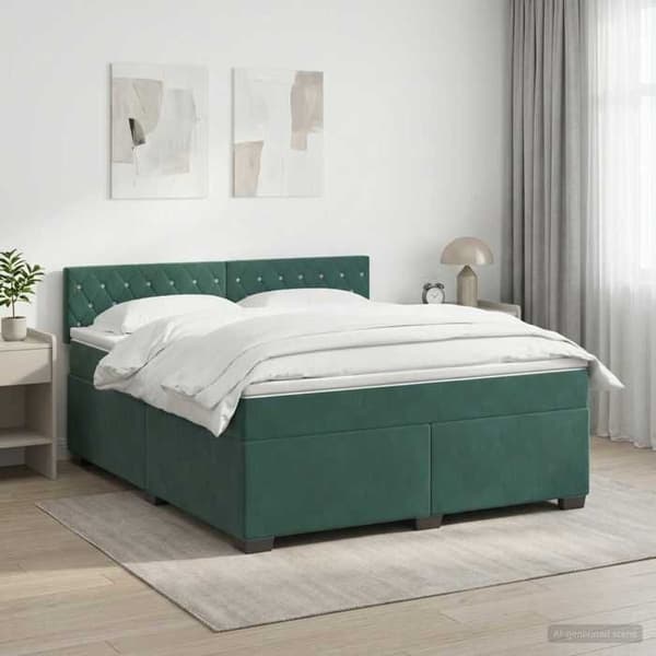 Maison Exclusive - Boxspring säng med mörkgrön madrass 140 x 200 cm Sammet Mörkgrön