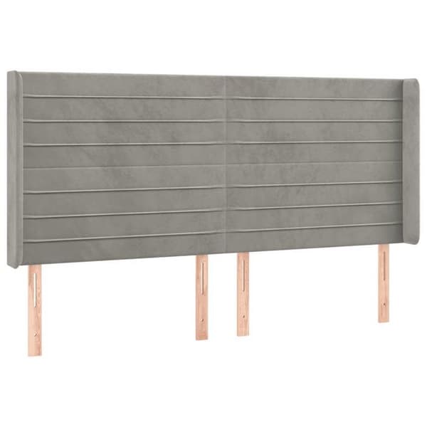 Maison Exclusive - LED-päätyharso Vaaleanharmaa 203x16x118/128 cm Sametti Ljusgrått