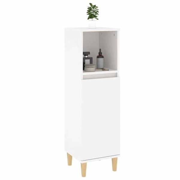 Maison Exclusive - Hvid badeværelsesskab 30x30x100 cm ingeniørtræ
