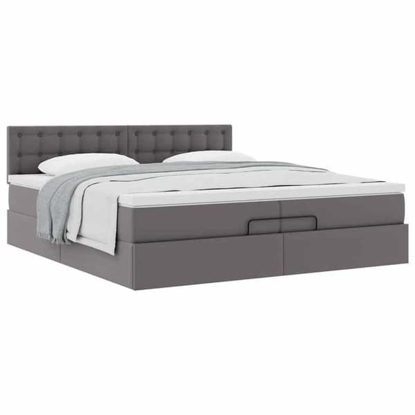 Maison Exclusive - Ottoman sengestel med grå madras 200x200 cm i kunstlæder Grå