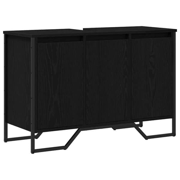 Under-vask skab - EKSKLUSIV HUS - Rektangulær - Sort eg - 91x35x60 cm - Sort stålramme, skuffer svart ek