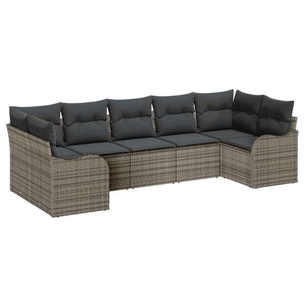 Trädgårdsmöbler - MAISON EXCLUSIVE - Modulär - 7 delar - Grå - Poly rattan flätad Grå