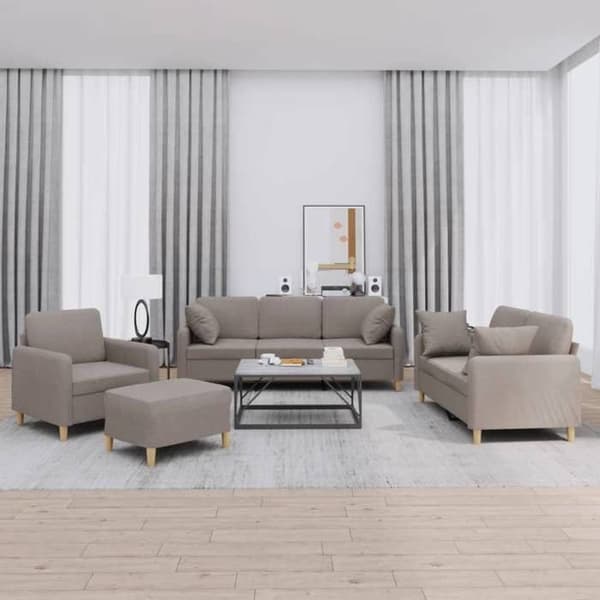 Maison Exclusive - 4-delars soffgrupp med kuddar i taupe tyg Mol