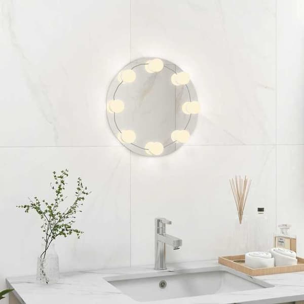Maison Exclusive - Udenramme vægspejl med LED-lamper Rund Glas