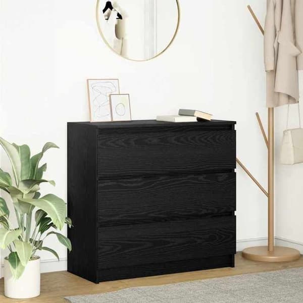 Maison Exclusive - Buffet i sort egetræ 80x35x76 cm i ingeniørtræ