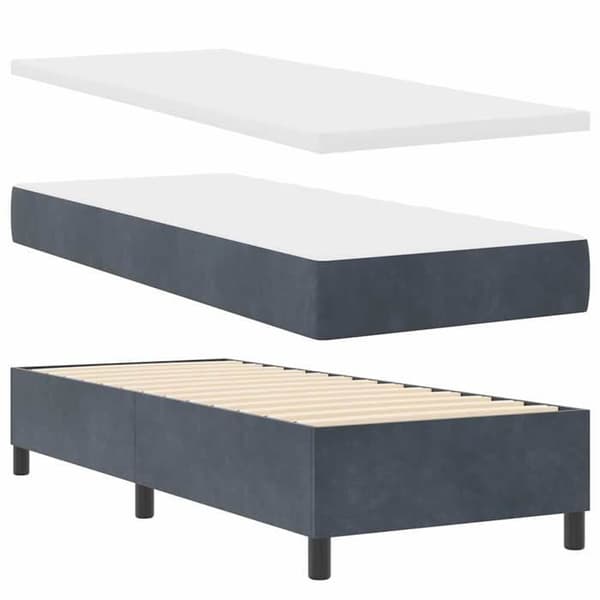 Sengestel - EKSKLUSIV HUS - 200 x 80 cm - Mørkegrå velour - Justerbar hovedgærde - Lamelseng Mörkgrå