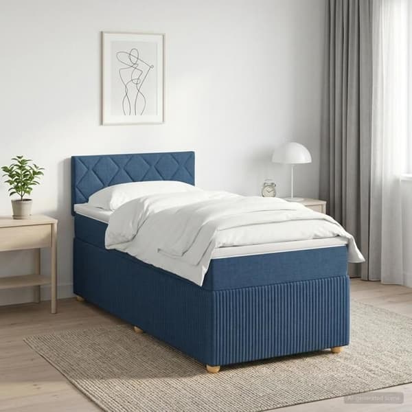 Maison Exclusive - Boxspring säng med madrass Blå 90 x 190 cm Tyg Blå