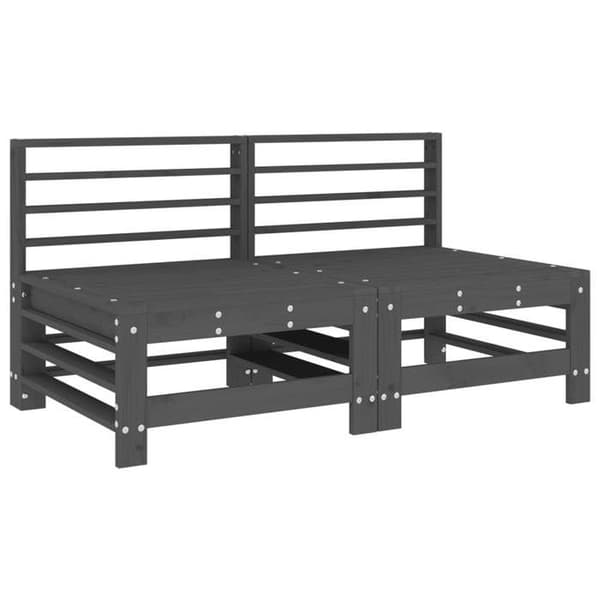 Modulær have-sofa - EKSKLUSIV HUS - Design med lameller - Massiv fyr - Polstrede grå puder - 2 pladser Grå