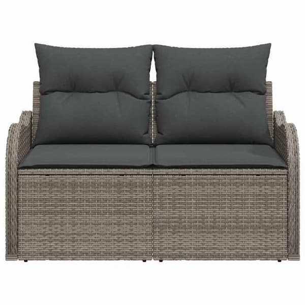 Trädgårdsoffan - EXKLUSIVT HUS - 121 x 62 x 69 cm - Grå polyrotin - Stålram - Armstöd och kuddar Grå