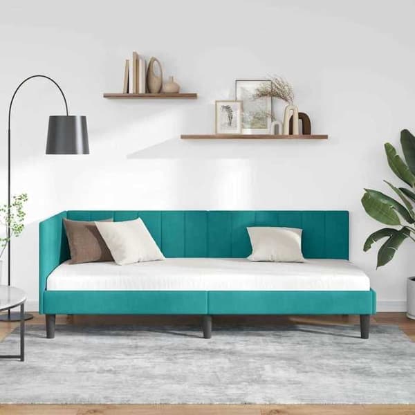 Maison Exclusive - Turquoise hörnsängram 80 cm x 200 cm Sammet