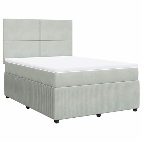 Maison Exclusive - Seng solid bund med socker og madras Grå 160x200cm Velour