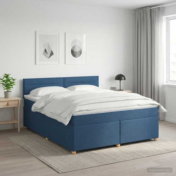 Maison Exclusive - Boxspring säng med madrass Blå 140 x 190 cm Tyg