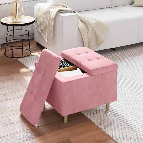 Maison Exclusive - Ottoman med förvaring Rosa 60 x 60 x 45 cm Sammet
