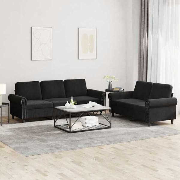 Maison Exclusive - Sæt af 2 sofaer med puder i sort velour