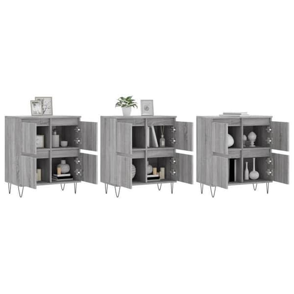 Dressoir / Buffet - Buffeter 3 stk - Sonoma grå - Holdbart ingeniørtræ - Stort opbevaringsrum Sonoma grå