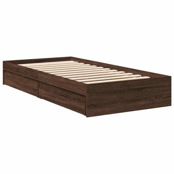 Maison Exclusive - Sengestel med skuffer uden madras, egetræ brun 75x190 cm Brun ek
