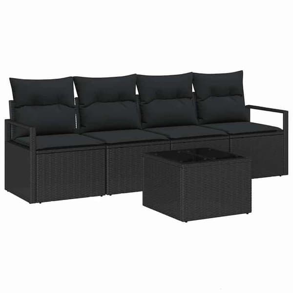 Maison Exclusive - 5-delars soffgrupp 4-sits svart polyrotting Svart