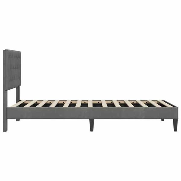 Maison Exclusive - Sängram med huvudgavel Mörkgrå 90 x 190 cm Sammet