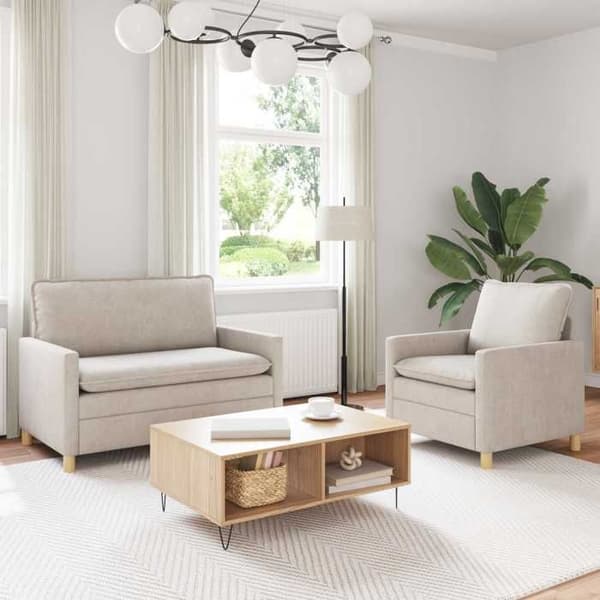 Maison Exclusive - 2 kpl sohvasetti, kerma polyesteri Grädde