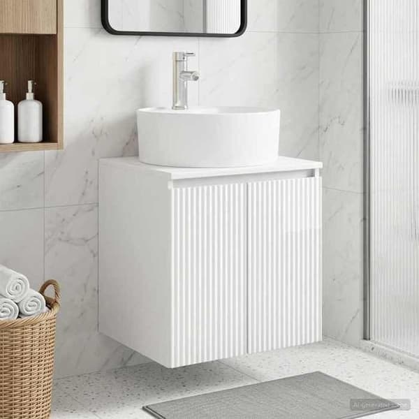 Maison Exclusive - Väggmonterad handfatsspegel i blank vit 49,5 x 44,5 x 65 cm
