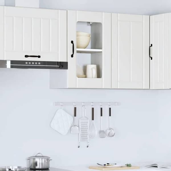 Maison Exclusive - Väggmonterad köksskåp med glasdörr Lucca vit