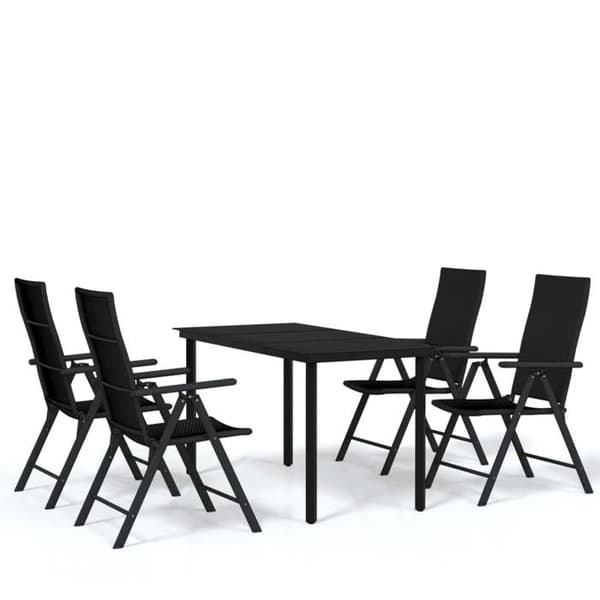 Maison Exclusive - 5 osan musta puutarhakalustesarja