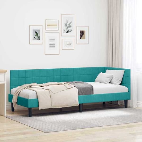 Maison Exclusive - Turquoise hörnsängram 80 cm x 200 cm Sammet
