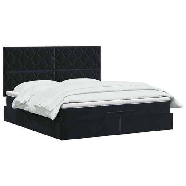 Lysende seng - EKSKLUSIV HUS - Velour - Sort - 140 x 190 cm - Indbygget LED Svart