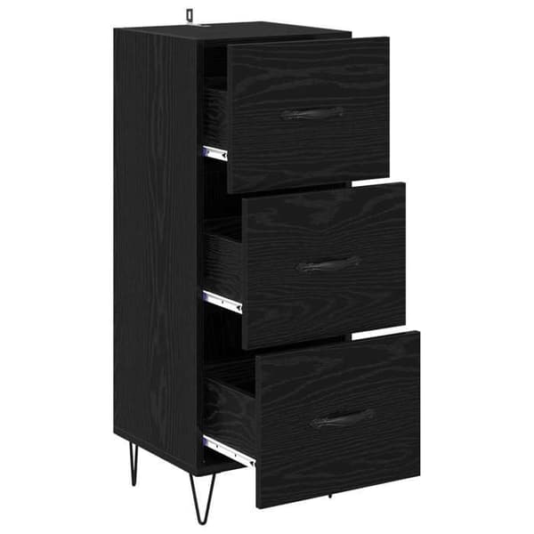 Maison Exclusive - Buffet Sort egetræ 34 x 34,5 x 90 cm Ingeniørtræ svart ek