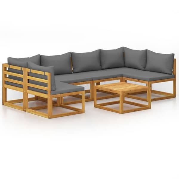 Maison Exclusive - Havegruppe 7 stk med pude i solid akacietræ