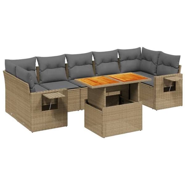Maison Exclusive - Trädgårdsmöbler med kuddar 8 delar beige flätad resin beige