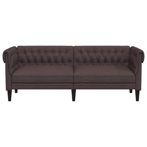 Maison Exclusive - Chesterfield-soffa 3 platser mörkbrun tyg