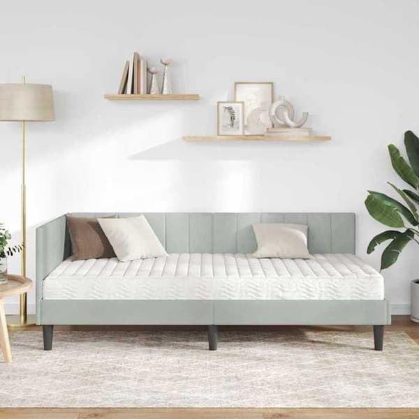 Maison Exclusive - Kulmasänky 2 osaa vaaleanharmaa 90 x 190 cm Ljusgrått