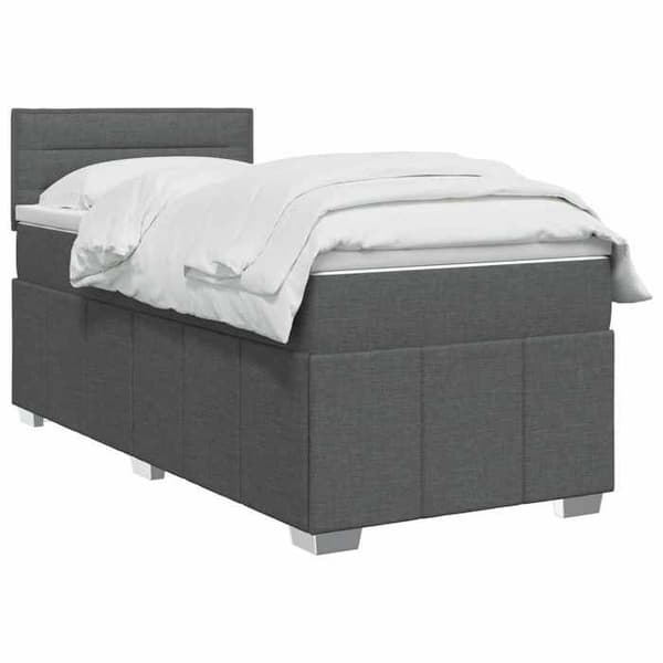 Maison Exclusive - Boxspring säng med madrass Mörkgrå 90 x 190 cm Tyg